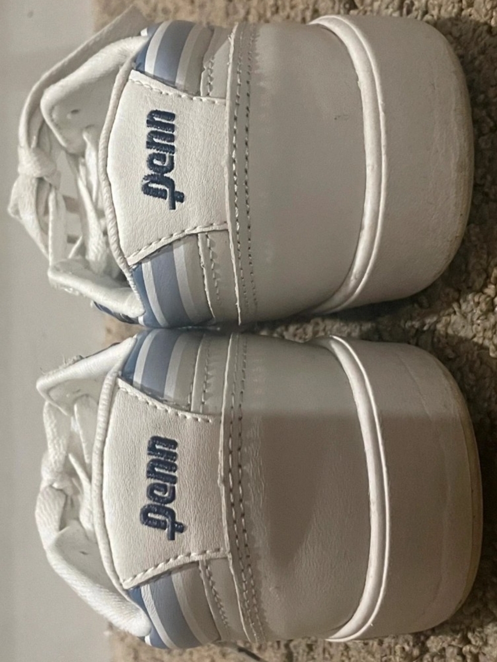 Vans Women's White Sneakers with Blue Side Stripe - Picture 3 of 5